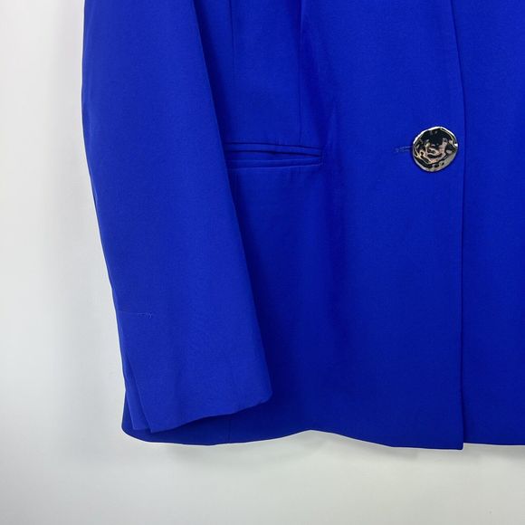 JD Williams Boxy Blazer Size 24 Cobalt Blue Single Hammered Metal Button - Picture 6 of 8